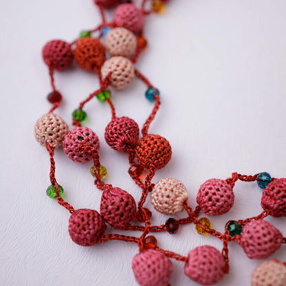 Samoolam Handmade Crochet Maya Necklace ~ Pink