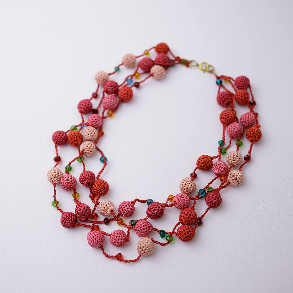 Samoolam Handmade Crochet Maya Necklace ~ Pink