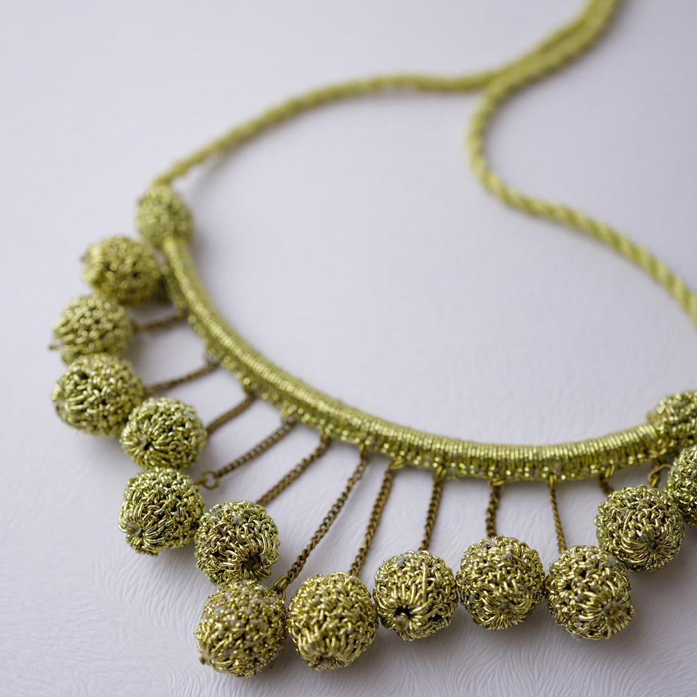 Samoolam Handmade Crochet Noori Necklace ~ Gold