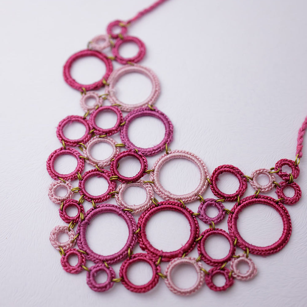 Samoolam Handmade Crochet Dhara Necklace ~ Pink