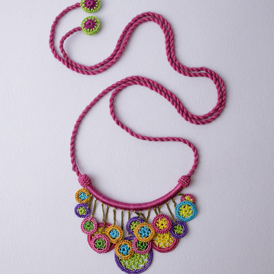 Samoolam Handmade Crochet Araa Necklace ~ Multicoloured