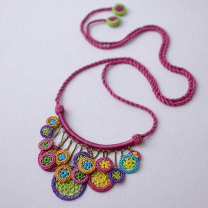 Samoolam Handmade Crochet Araa Necklace ~ Multicoloured