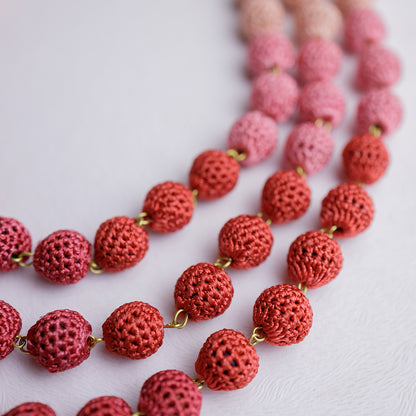 Samoolam Handmade Crochet Mausam Necklace ~ Coral