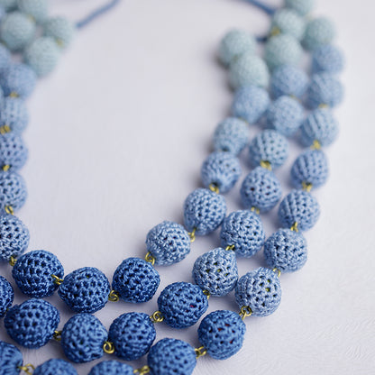 Samoolam Handmade Crochet Mausam Necklace ~ Indigo