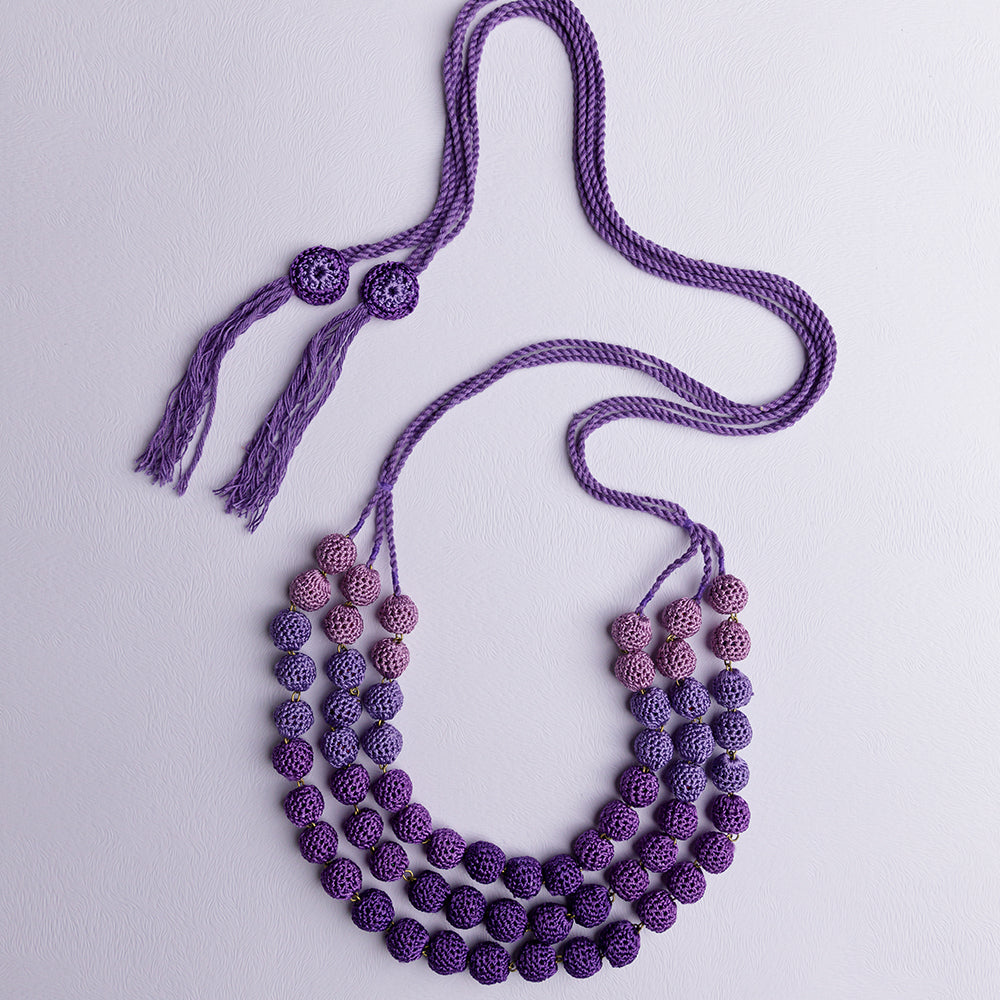 Samoolam Handmade Crochet Mausam Necklace ~ Purple