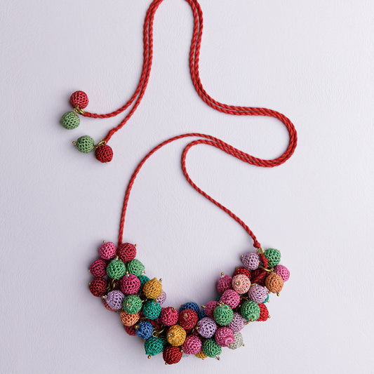 Samoolam Handmade Crochet Guldasta Necklace ~ Multicoloured