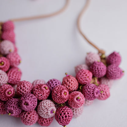 Samoolam Handmade Crochet Guldasta Necklace ~ Pink