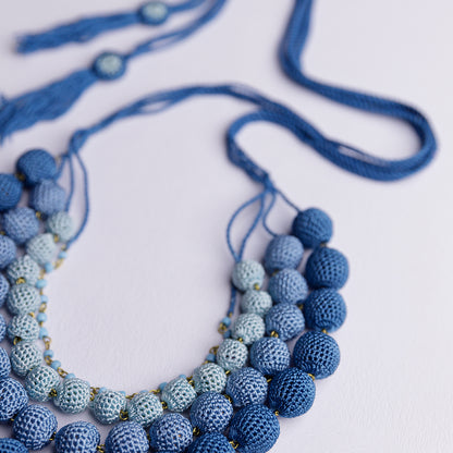 Samoolam Handmade Crochet Aadya Necklace ~ Indigo Ombre