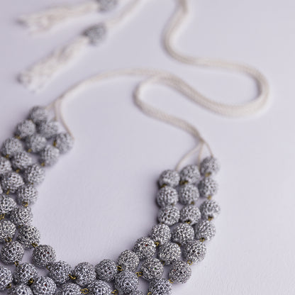 Samoolam Handmade Crochet Aadya Necklace ~ Silver