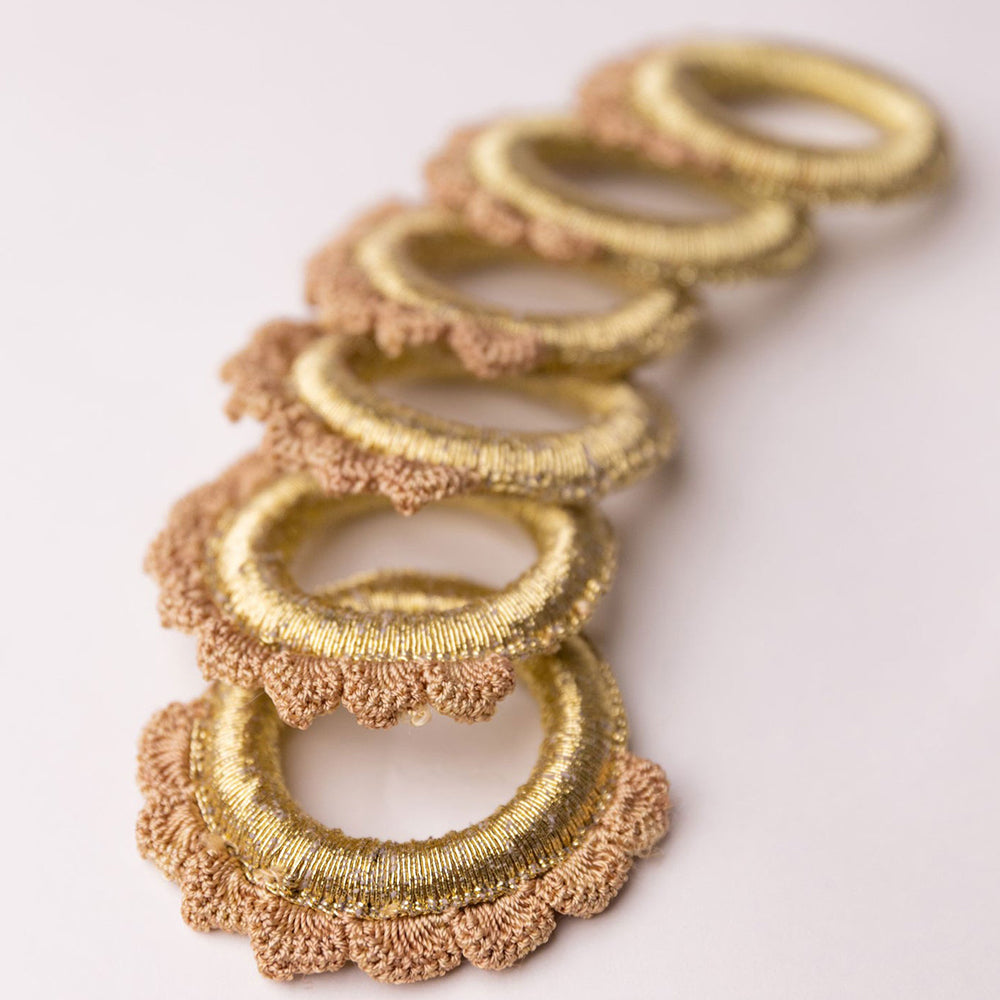 Samoolam Handmade Crochet Ziba Napkin Holders (Golden ~ Set of 6)