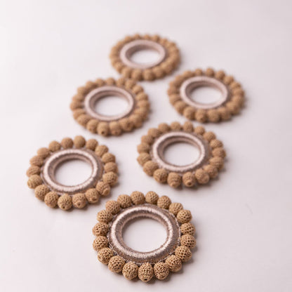 Samoolam Handmade Crochet Ziba Napkin Holders (Beige Beads ~ Set of 6)