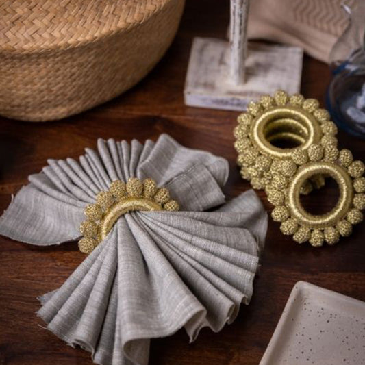 Samoolam Handmade Crochet Ziba Napkin Holders (Golden Beads ~ Set of 6)