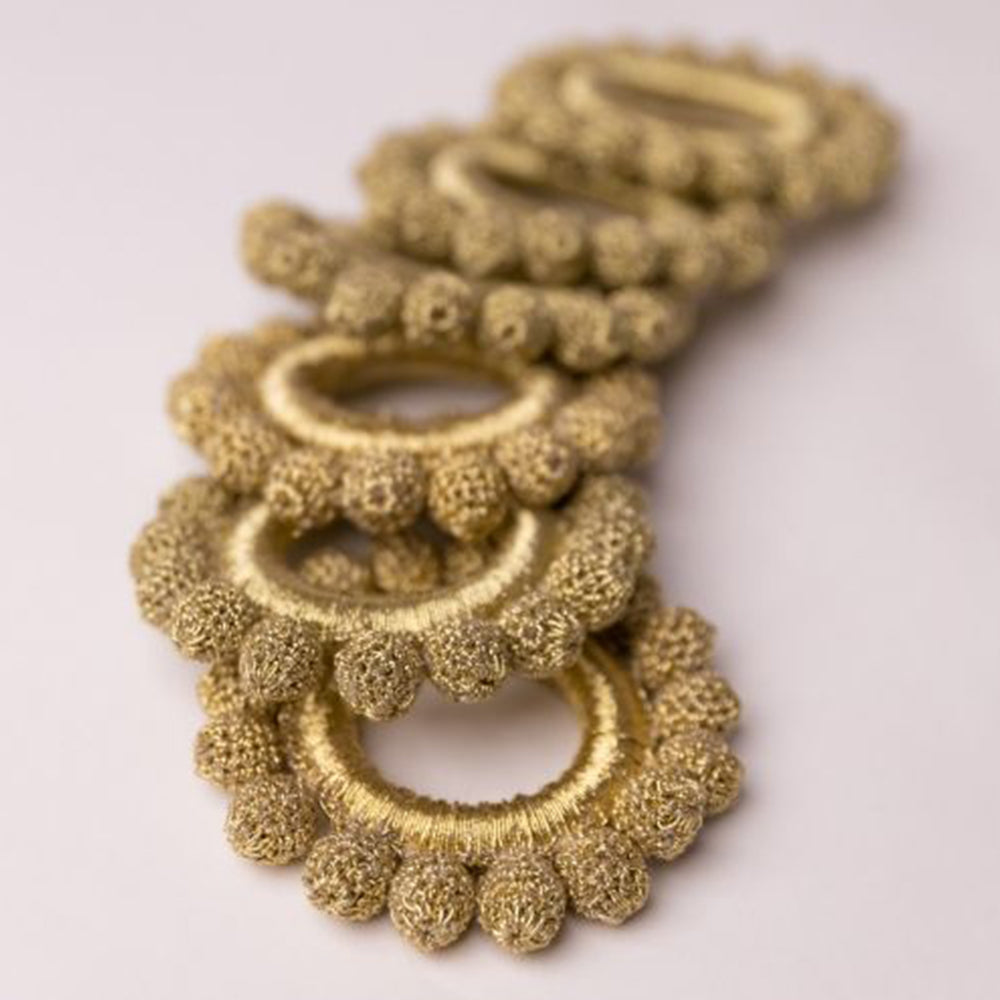Samoolam Handmade Crochet Ziba Napkin Holders (Golden Beads ~ Set of 6)