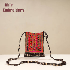 Multicolor Kutch Ahir Embroidery Ajrakh Cotton Sling Bag