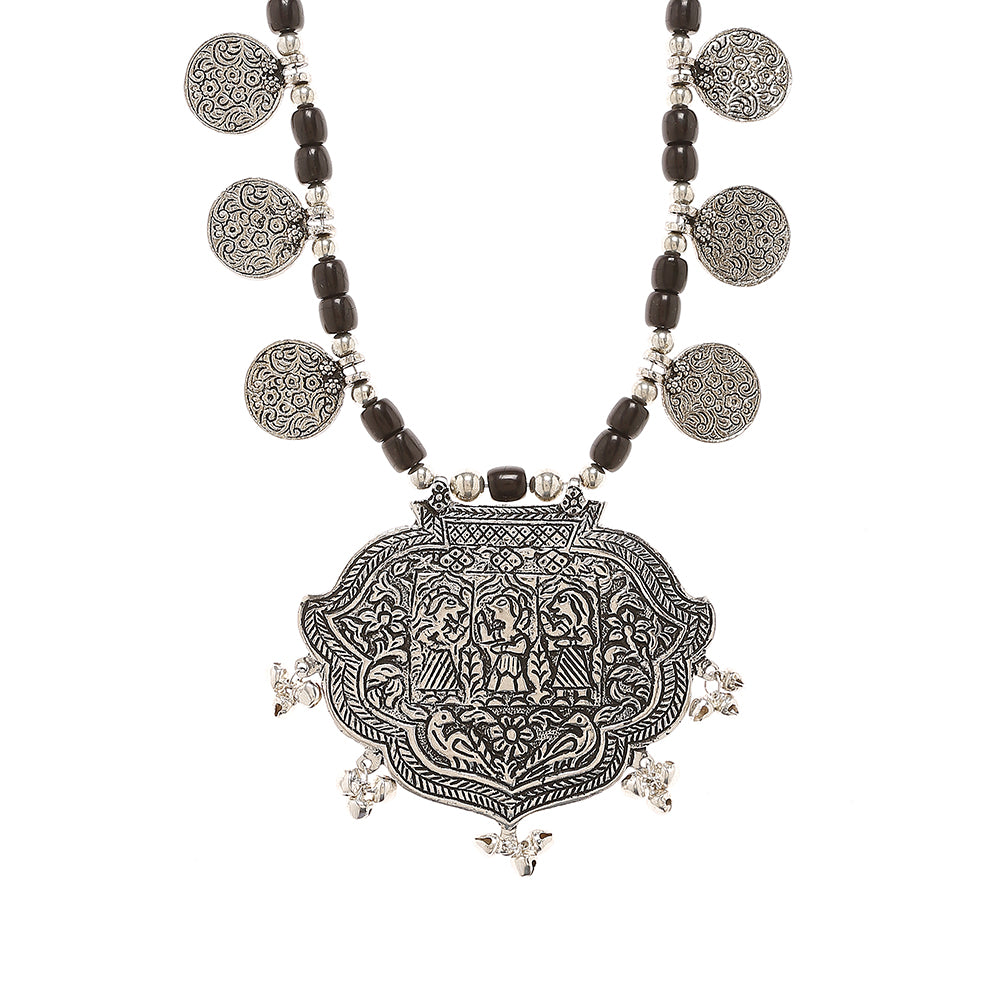 silver beadwork necklace