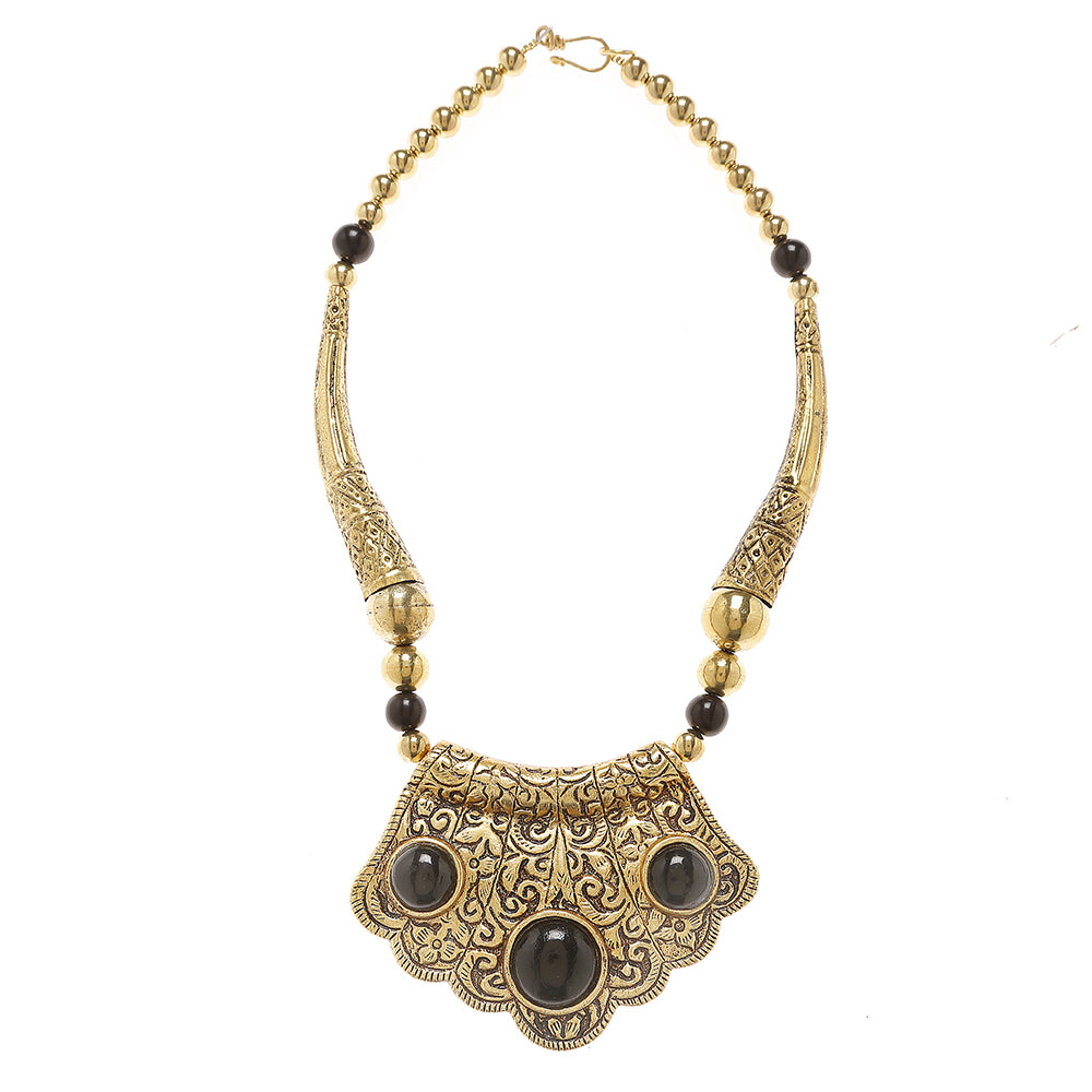 gold beadwork necklace