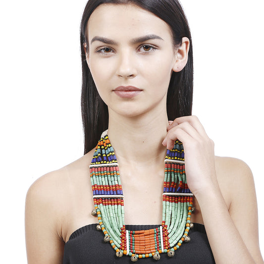 Handcrafted Multicolour Beads Necklace by Bamboo Tree Jewels