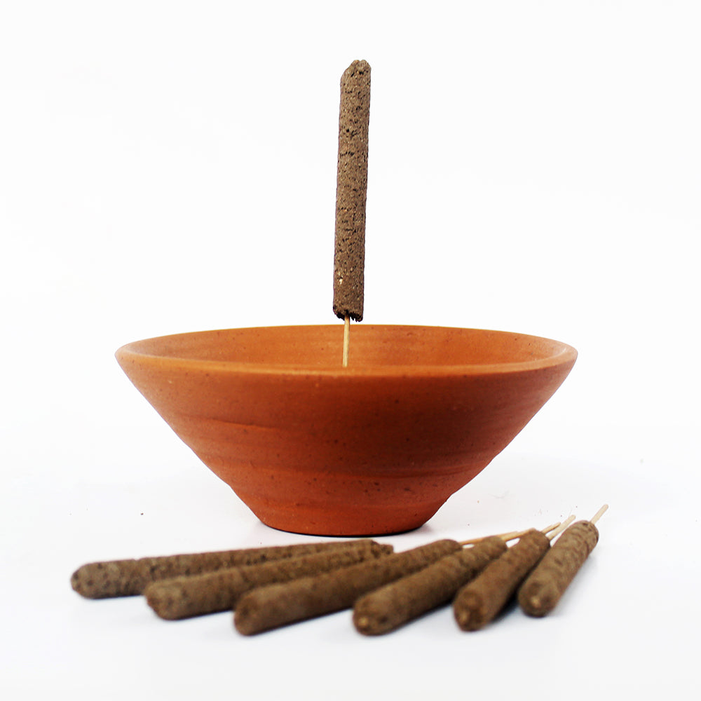 Handcrafted Terracotta "Plato" Incense Stick Stand with Incense Sticks (100pcs)