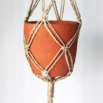 Handcrafted Terracotta Classic Planter with Jute Macrame Hanger Design-1