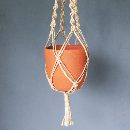 Handcrafted Terracotta Classic Planter with Jute Macrame Hanger Design-2