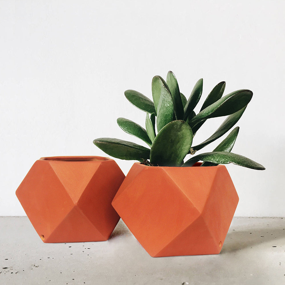 Handcrafted Terracotta D'MOND-3 Planters (Set of 2)