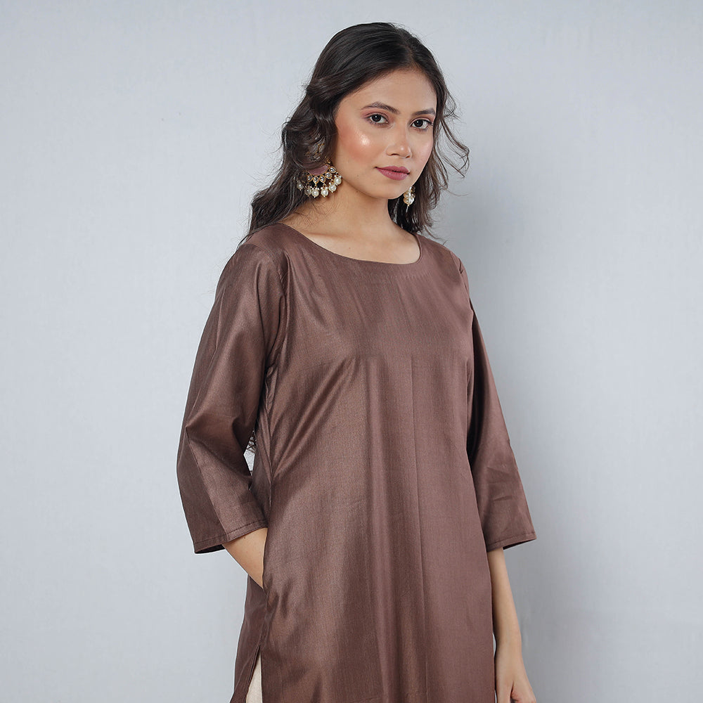 Buy iTokri Casuals - Tussar Silk Long Kurta for Women