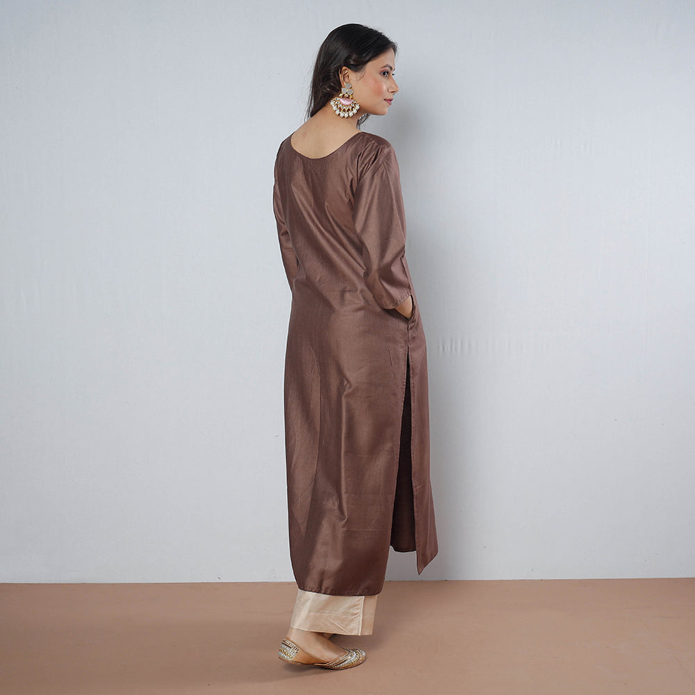 Buy iTokri Casuals - Tussar Silk Long Kurta for Women