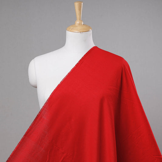 Red - Plain Slub Silk Fabric