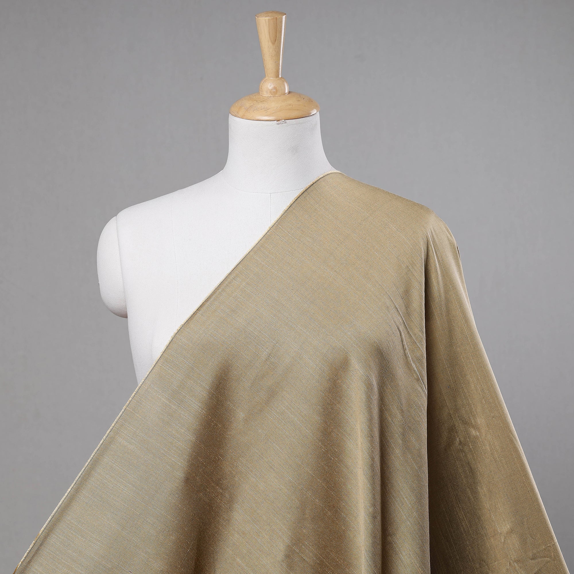 Beige - Plain Slub Silk Fabric