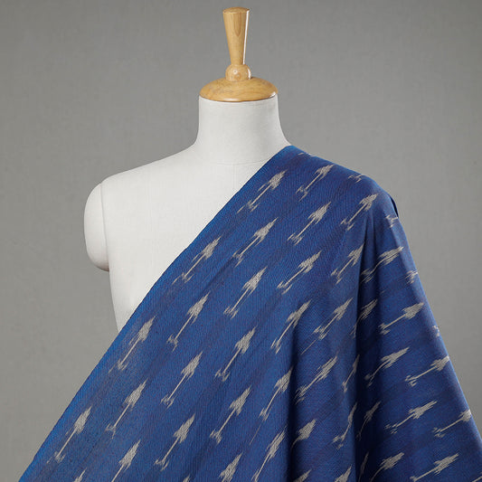 Pale Dodger Blue With Arrow Motifs Pochampally Ikat Cotton Fabric