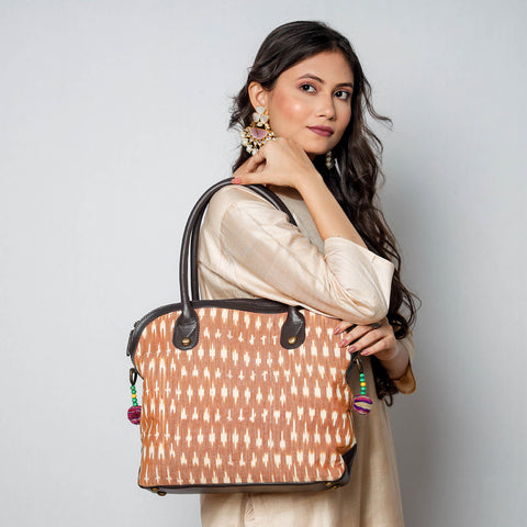 Brown - Handcrafted Woven Ikat Cotton Shoulder Bag