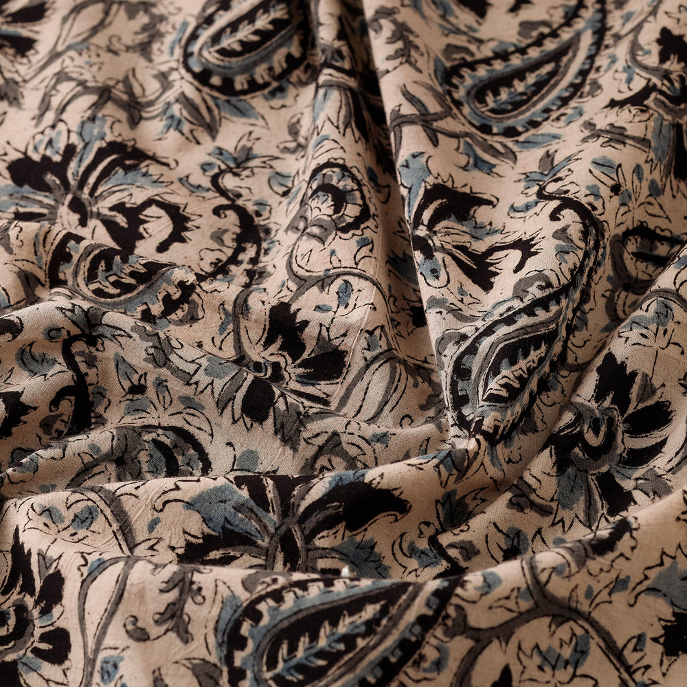 Beige - Pedana Kalamkari Block Printed Cotton Fabric