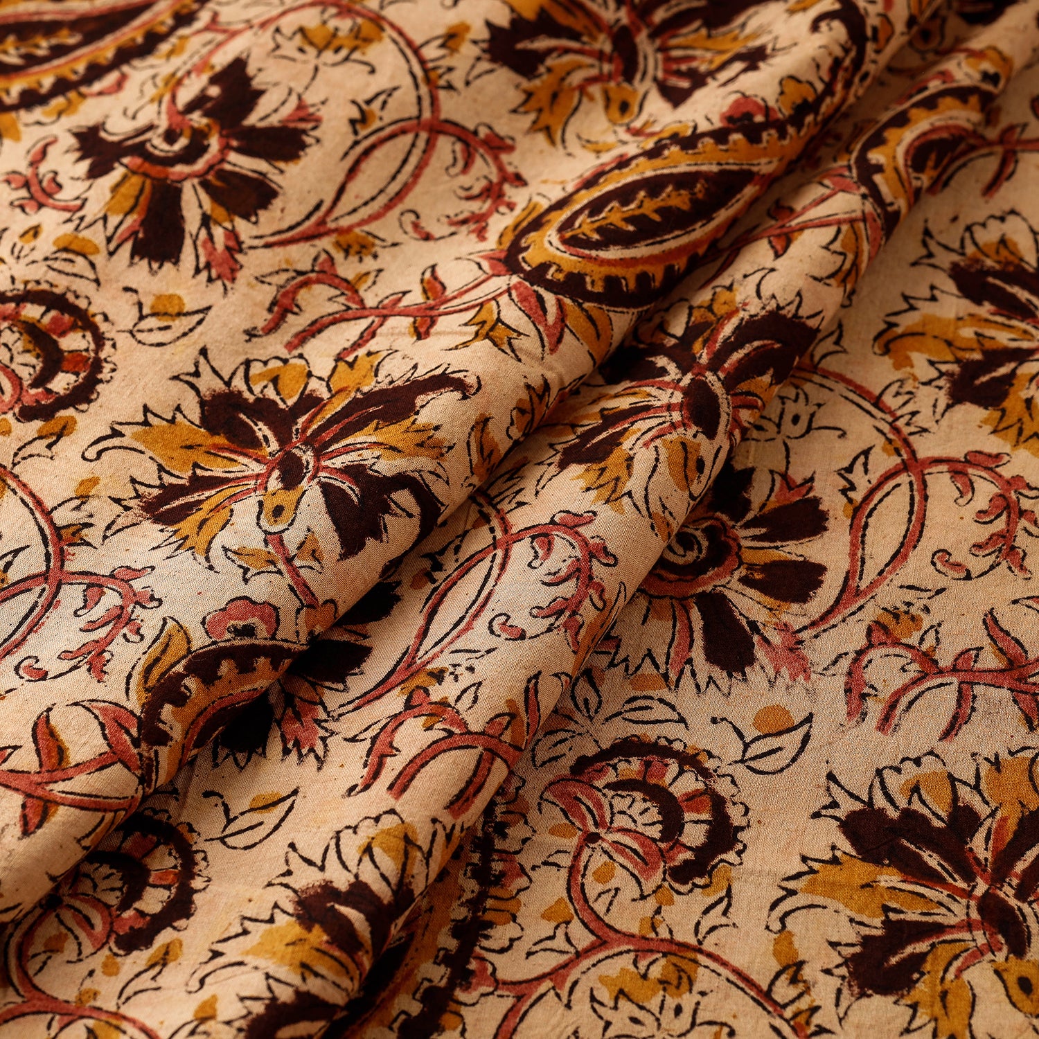 Buy Pedana Kalamkari Block Printing Cotton Fabric Online at iTokri.com