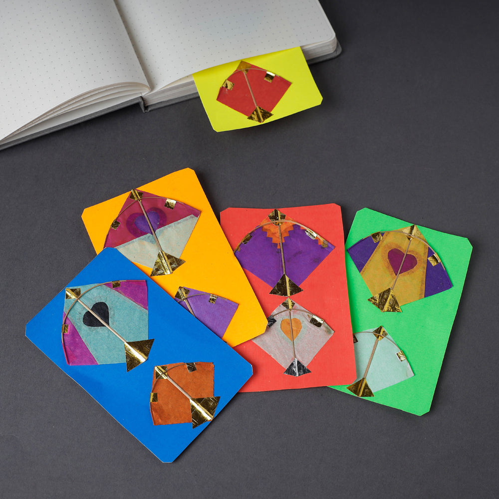 पतंग Kite - Handmade Paper Work Bookmark (Set of 5)