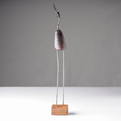 Bird Crane - Handmade Recycled Metal Sculpture by Debabrata Ruidas