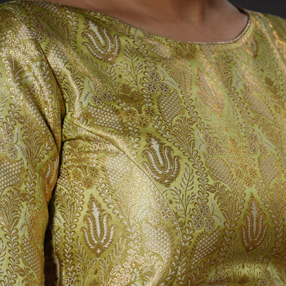 Mint Green Banarasi Brocade Semi Kinkhab Weave Silk Stitched Blouse