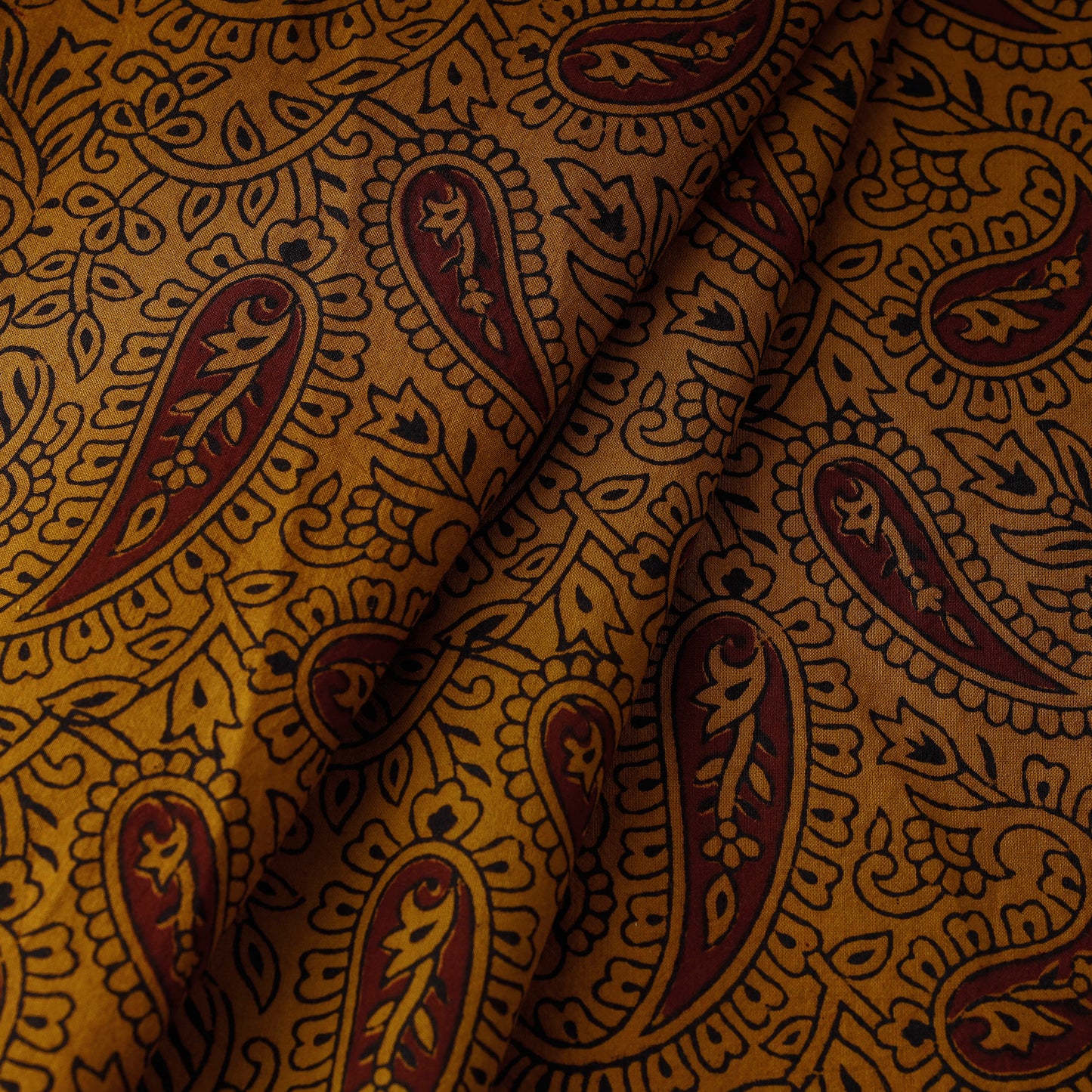 Yellow - Bagh Block Printing Natural Dyed Cotton Fabric