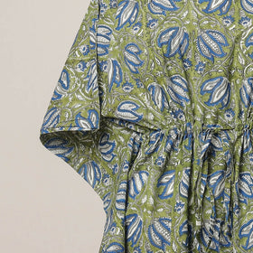 Buy Hand Block Printed Cotton Kaftan with Tie-Up Waist l iTokri.com
