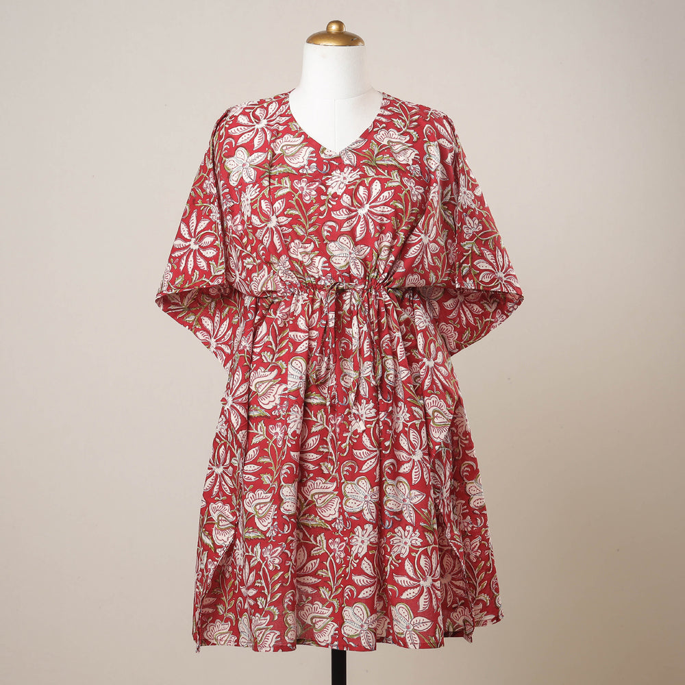 Buy Sanganeri Printed Cotton Kaftan with Tie-Up Waist l iTokri.com