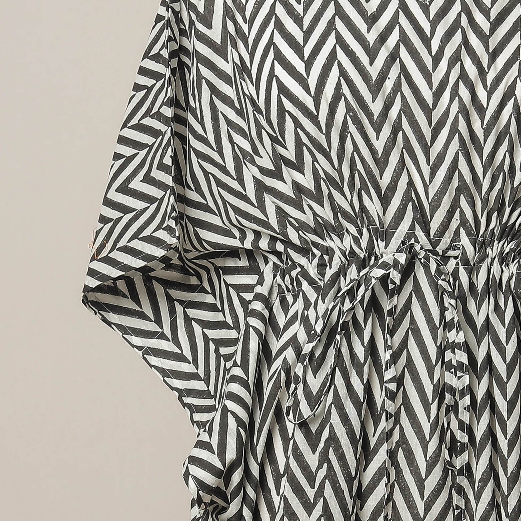 Sanganeri Printed Cotton Kaftan with Tie-Up Waist l iTokri.com