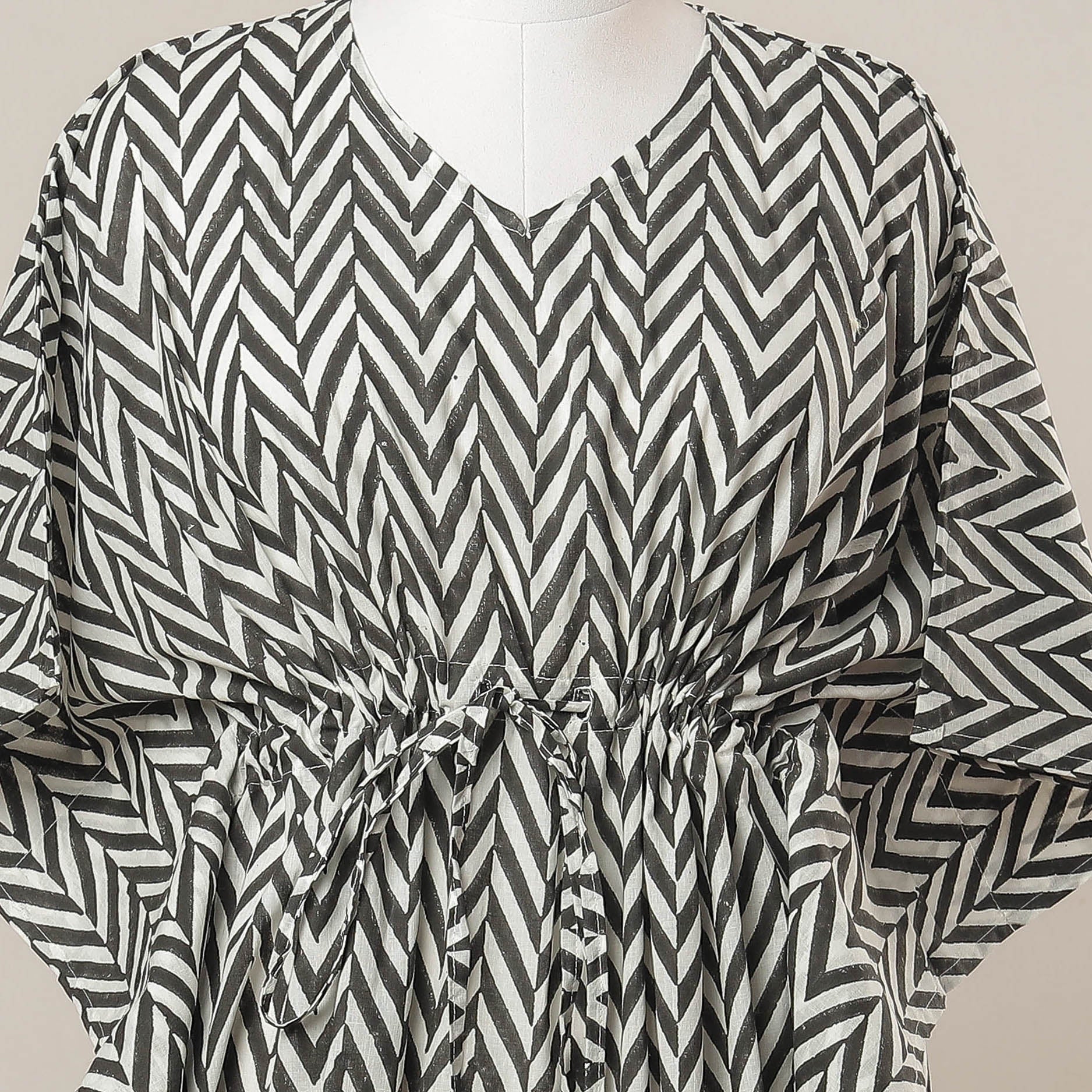  Sanganeri Printed Cotton Kaftan with Tie-Up Waist l iTokri.com