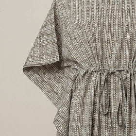  Hand Block Printed Cotton Kaftan with Tie-Up Waist 