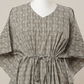  Hand Block Printed Cotton Kaftan with Tie-Up Waist 