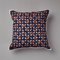 Blue - Applique Cutwork Cotton Cushion Cover (16 x 16 in)