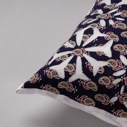Black - Applique Cutwork Cotton Cushion Cover (16 x 16 in)