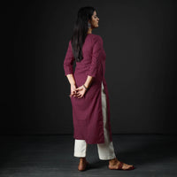 Purple Plain Cotton Long Kurta