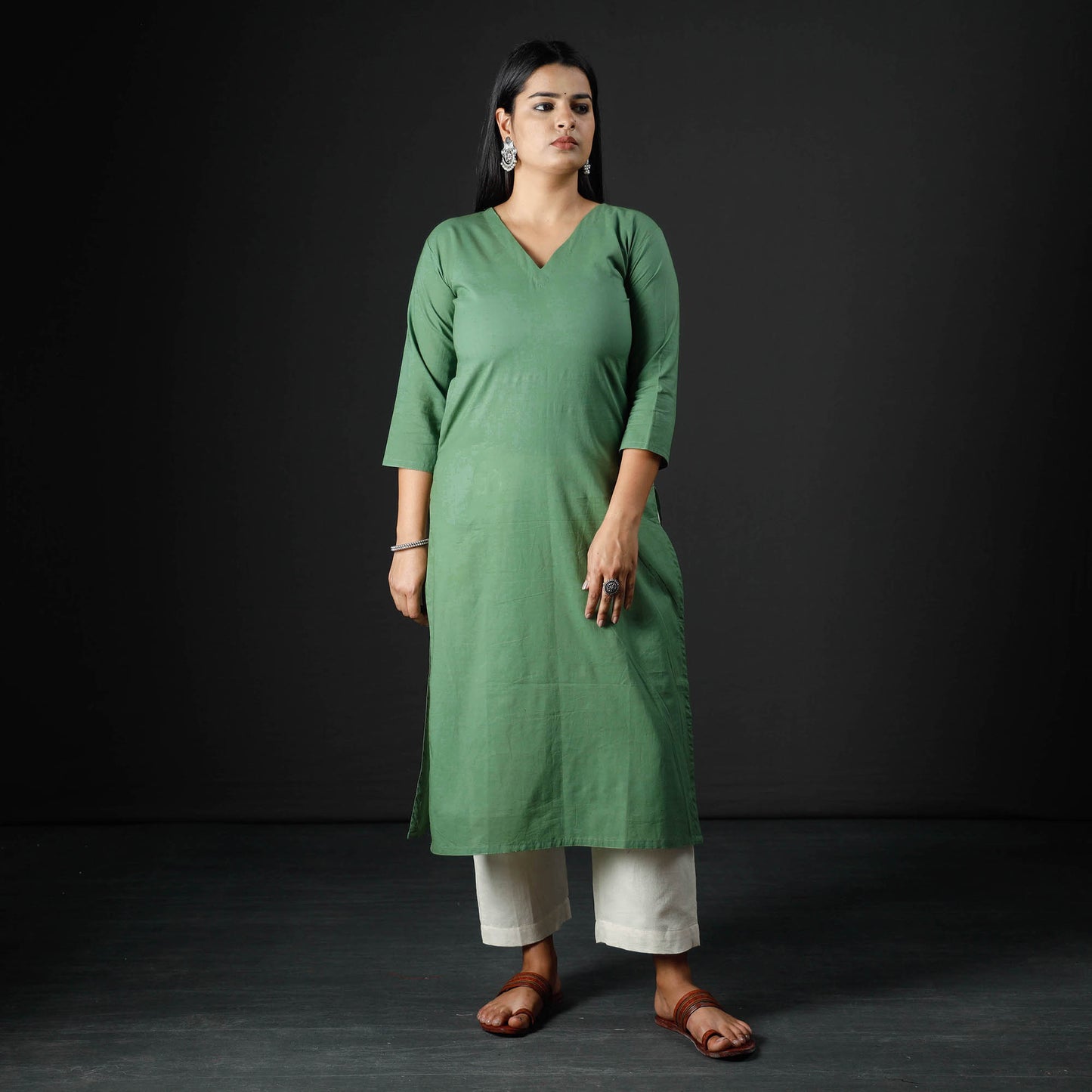 Buy Plain Cotton Long Kurta for Women
