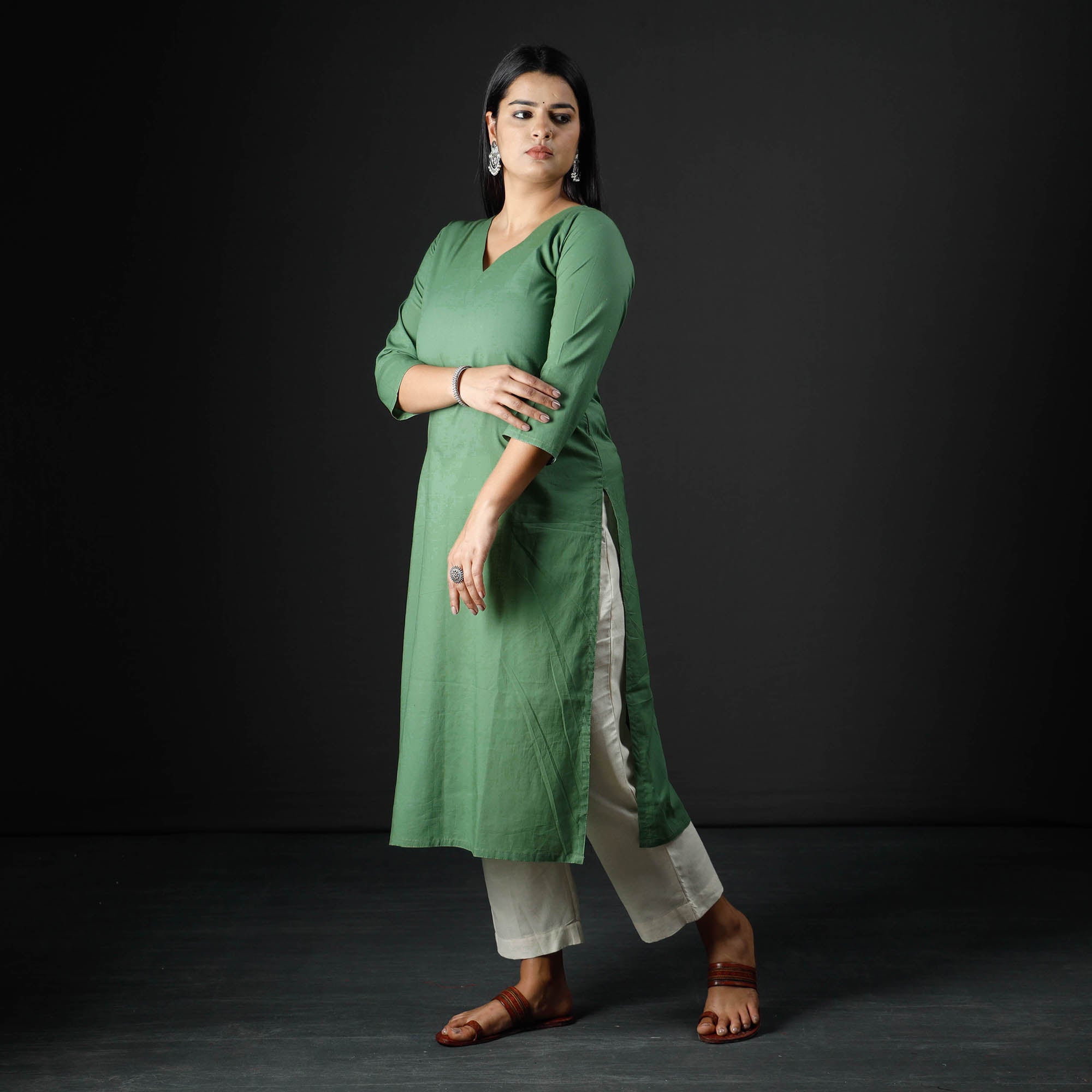Buy Plain Cotton Long Kurta for Women