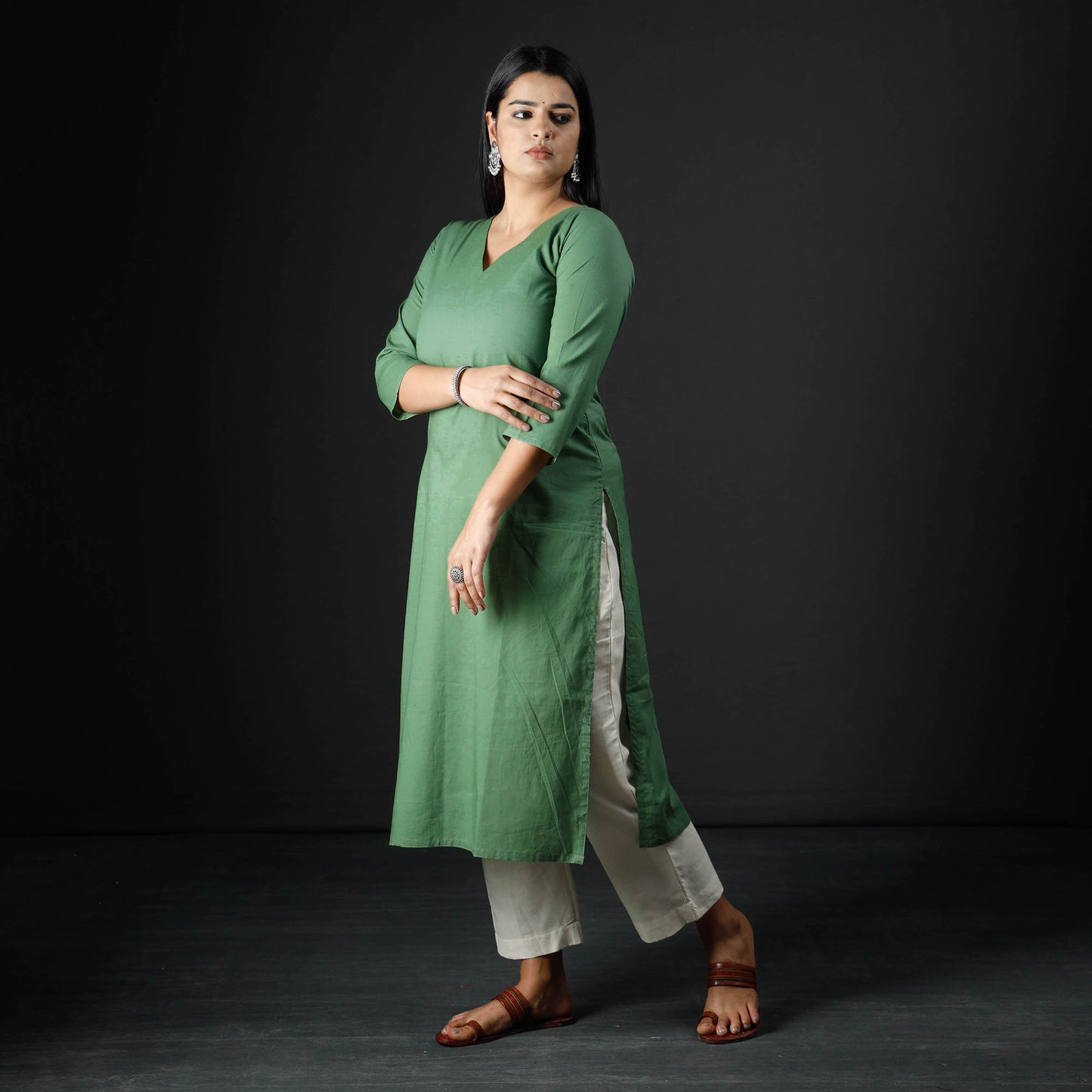 Buy Plain Cotton Long Kurta for Women