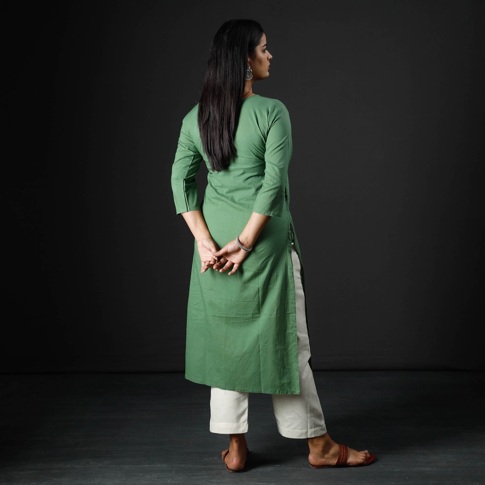 Buy Plain Cotton Long Kurta for Women